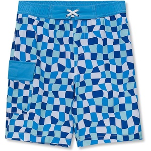 image:imageBoys Chlorine Resistant Cargo Long Board ShortMalibu Blue Check