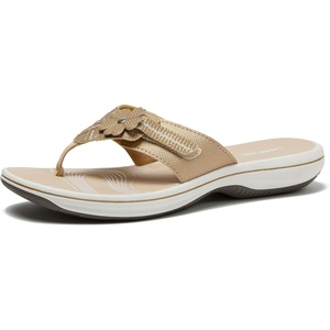 image:imageLands End Adeline Casual Summer Flip Flops for Women with Comfortable Arch Support Cushioned Sandals Women Size 611 Black Brown or Navy Blue Thong Womens SlidesLight Sand