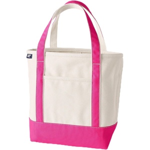 image:imageLands End Open Top Canvas Tote Bag  100 Cotton Canvas Five Pockets Key Strap WaterResistant Base Stands Upright Beach Bag Travel Tote Grocery ToteNaturalHot Pink