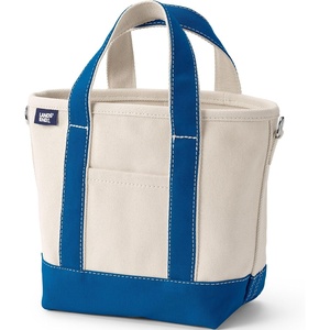 image:imageLands End Open Top Canvas Tote Bag  100 Cotton Canvas Five Pockets Key Strap WaterResistant Base Stands Upright Beach Bag Travel Tote Grocery ToteNaturalBeacon Blue