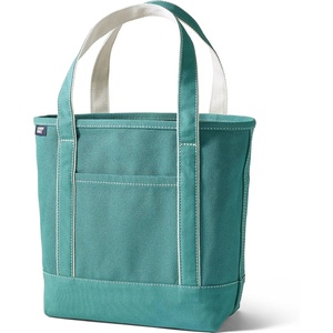 image:imageLands End Open Top Canvas Tote Bag  100 Cotton Canvas Five Pockets Key Strap WaterResistant Base Stands Upright Beach Bag Travel Tote Grocery ToteRich Teal