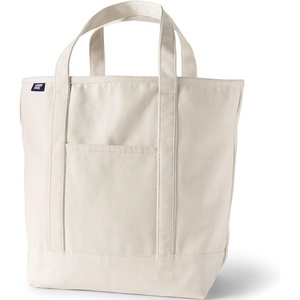 image:imageLands End Open Top Canvas Tote Bag Large Regular Handle Natural  100 Cotton Canvas Five Pockets Key Strap WaterResistant Base Stands Upright Beach Bag Travel Tote Grocery Tote