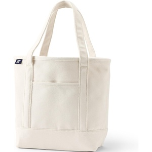 image:imageLands End Open Top Canvas Tote Bag Medium Regular Handle Natural  100 Cotton Canvas Five Pockets Key Strap WaterResistant Base Stands Upright Beach Bag Travel Tote Grocery Tote