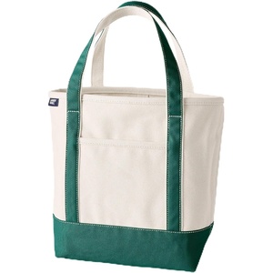 image:imageLands End Open Top Canvas Tote Bag Medium Regular Handle NaturalBright Spruce