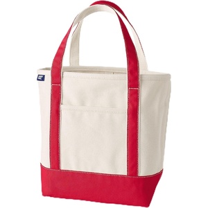 image:imageLands End Open Top Canvas Tote Bag Medium Regular Handle NaturalHeritage Red