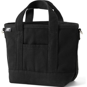 image:imageLands End Open Top Canvas Tote Bag Small Regular Handle Black  100 Cotton Canvas Five Pockets Key Strap WaterResistant Base Stands Upright Beach Bag Travel Tote Grocery Tote