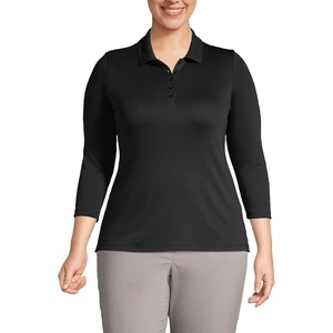 image:imageLands End Womens 34 Sleeve AmericanGrown Supima Cotton Polo ShirtBlack