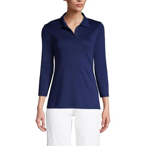image:imageLands End Womens 34 Sleeve AmericanGrown Supima Cotton Polo ShirtDeep Sea Navy