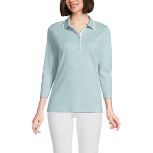 image:imageLands End Womens 34 Sleeve AmericanGrown Supima Cotton Polo ShirtPale SkyWhite