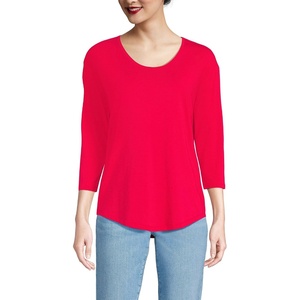 image:imageLands End Womens 34 Sleeve Lightweight Jersey UNeck TunicBerry Rouge