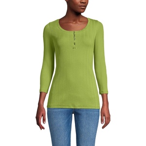 image:imageLands End Womens 34 Sleeve Variegated Micro Rib HenleyWinter Pear