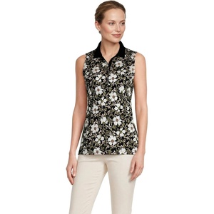 image:imageLands End Womens AmericanGrown Supima Cotton Sleeveless PoloBlack Floral Blossom