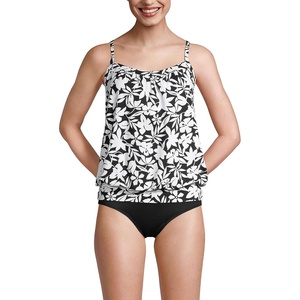image:imageLands End Womens Blouson Tummy Hiding Tankini Top Swimsuit Adjustable StrapsBlack Havana Floral