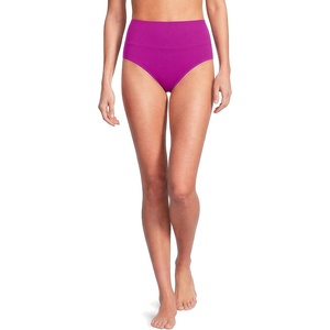 image:imageLands End Womens Chlorine Resistant Pinchless High Waisted Bikini BottomsCrimson Rose