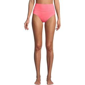 image:imageLands End Womens Chlorine Resistant Pinchless High Waisted Bikini BottomsDark Coral