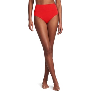 image:imageLands End Womens Chlorine Resistant Pinchless High Waisted Bikini BottomsDaylily Red