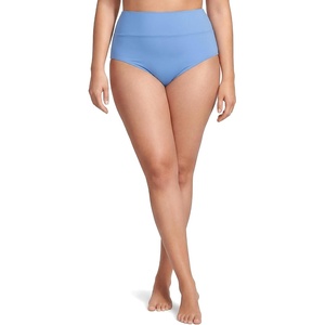 image:imageLands End Womens Chlorine Resistant Pinchless High Waisted Bikini BottomsLake Blue