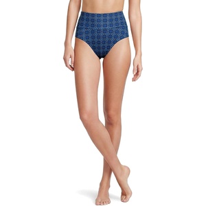 image:imageLands End Womens Chlorine Resistant Pinchless High Waisted Bikini BottomsNavy Mosaic Mini Tile