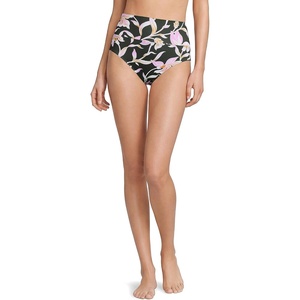 image:imageLands End Womens Chlorine Resistant Pinchless High Waisted Bikini BottomsTropic FloralRich Olive