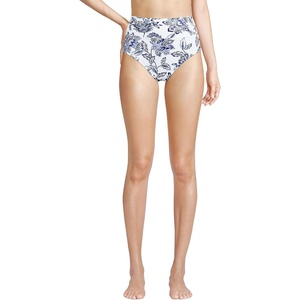 image:imageLands End Womens Chlorine Resistant Pinchless High Waisted Bikini BottomsWhiteBlue Vintage Floral