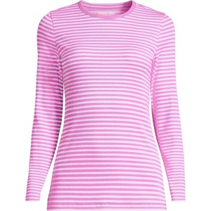 image:imageLands End Womens Cotton Rib Knit TShirtAster PinkOrchid Stripe