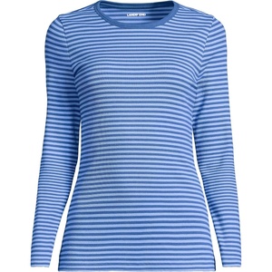 image:imageLands End Womens Cotton Rib Knit TShirtMuted CobaltSky Stripe