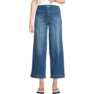 image:imageLands End Womens Denim High Rise Extra Wide Leg Crop JeansIndigo Tide Blue