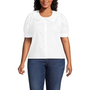 image:imageLands End Womens Easy Care Puff Sleeve Statement Collar ShirtWhite