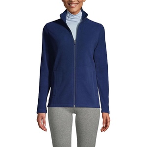 image:imageLands End Womens Fleece Full Zip Jacket  100 Polyester Fleece AntiPill AntiStatic Stand Collar OnSeam Pockets Travel Petite and Plus SizesDeep Sea Navy