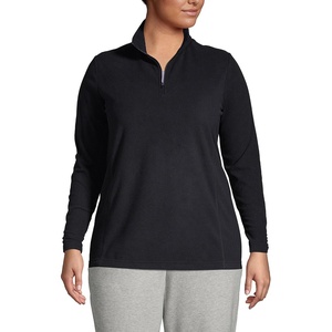 image:imageLands End Womens Fleece Quarter Zip Pullover  100 Polyester Fleece AntiPill AntiStatic Stand Collar Princess Seams Layering Petite and Plus SizesBlack