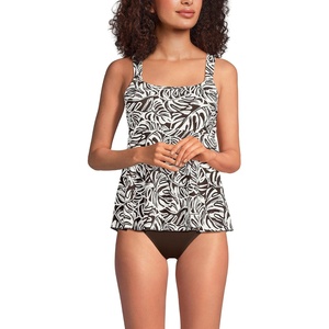 image:imageLands End Womens Flutter Tankini TopBrown Mini Tropic Leaves