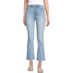 image:imageLands End Womens High Rise Denim Button Front Kick Flare Crop JeansArctic Indigo