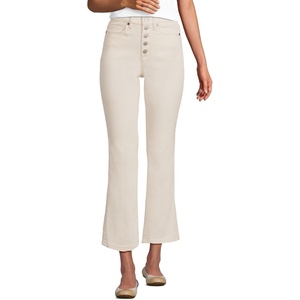 image:imageLands End Womens High Rise Denim Button Front Kick Flare Crop JeansNatural