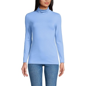 image:imageLands End Womens Jersey Knit Turtleneck  Cotton and Rayon Modal Blend Fitted SelfFabric Neck MidHip Length Layering Petite and Plus SizesClear Blue Sky