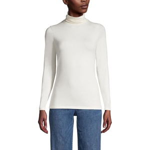 image:imageLands End Womens Jersey Knit Turtleneck  Cotton and Rayon Modal Blend Fitted SelfFabric Neck MidHip Length Layering Petite and Plus SizesIvory