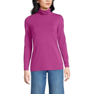 image:imageLands End Womens Jersey Knit Turtleneck  Cotton and Rayon Modal Blend Fitted SelfFabric Neck MidHip Length Layering Petite and Plus SizesLight Raspberry Sorbet