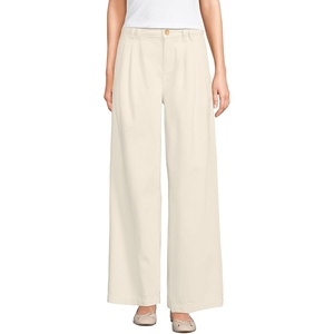 image:imageLands End Womens Lightweight Denim Mid Rise Pleated Slouchy JeansNatural