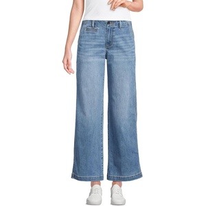 image:imageLands End Womens Mid Rise Denim Wide Leg Ankle JeansBeau Blue