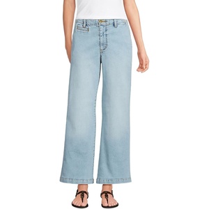 image:imageLands End Womens Mid Rise Denim Wide Leg Ankle JeansBreeze Blue Wash