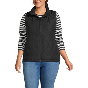 image:imageLands End Womens Quilted Puffer Vest  Recycled Insulation WaterResistant Shell Stand Collar Full Zip Layering Travel Petite and Plus SizesBlack