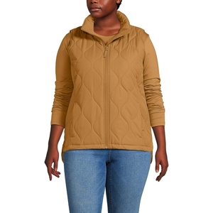 image:imageLands End Womens Quilted Puffer Vest  Recycled Insulation WaterResistant Shell Stand Collar Full Zip Layering Travel Petite and Plus SizesCanyon Camel
