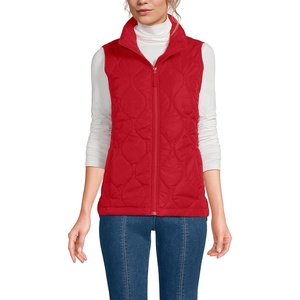 image:imageLands End Womens Quilted Puffer Vest  Recycled Insulation WaterResistant Shell Stand Collar Full Zip Layering Travel Petite and Plus SizesCompass Red