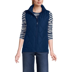 image:imageLands End Womens Quilted Puffer Vest  Recycled Insulation WaterResistant Shell Stand Collar Full Zip Layering Travel Petite and Plus SizesDeep Sea Navy