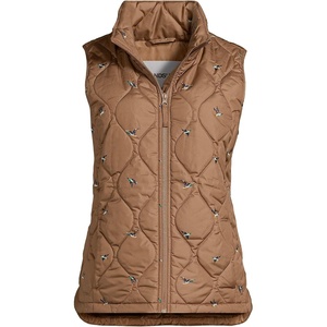image:imageLands End Womens Quilted Puffer Vest  Recycled Insulation WaterResistant Shell Stand Collar Full Zip Layering Travel Petite and Plus SizesDucksHoney Beige