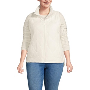 image:imageLands End Womens Quilted Puffer Vest  Recycled Insulation WaterResistant Shell Stand Collar Full Zip Layering Travel Petite and Plus SizesIvory