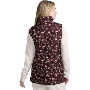image:imageLands End Womens Quilted Puffer Vest  Recycled Insulation WaterResistant Shell Stand Collar Full Zip Layering Travel Petite and Plus SizesLush Burgundy Tossed Floral