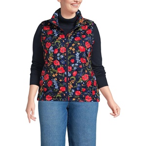 image:imageLands End Womens Quilted Puffer Vest  Recycled Insulation WaterResistant Shell Stand Collar Full Zip Layering Travel Petite and Plus SizesPoppyDeep Sea Navy