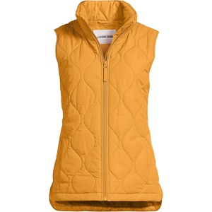 image:imageLands End Womens Quilted Puffer Vest  Recycled Insulation WaterResistant Shell Stand Collar Full Zip Layering Travel Petite and Plus SizesVintage Amber