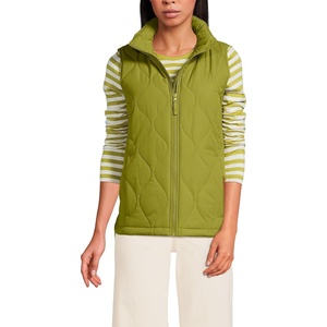 image:imageLands End Womens Quilted Puffer Vest  Recycled Insulation WaterResistant Shell Stand Collar Full Zip Layering Travel Petite and Plus SizesVintage Lime Green