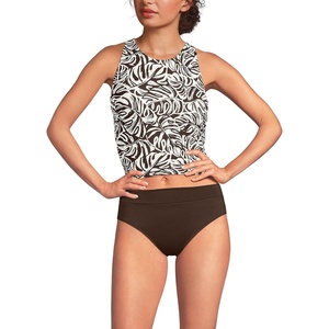 image:imageLands End Womens Racerback Midkini TopBrown Mini Tropic Leaves